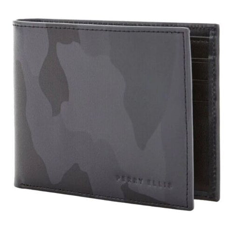 Perry Ellis Portfolio Mens Camo Bi-Fold Wallet Black ONE SIZE abb165