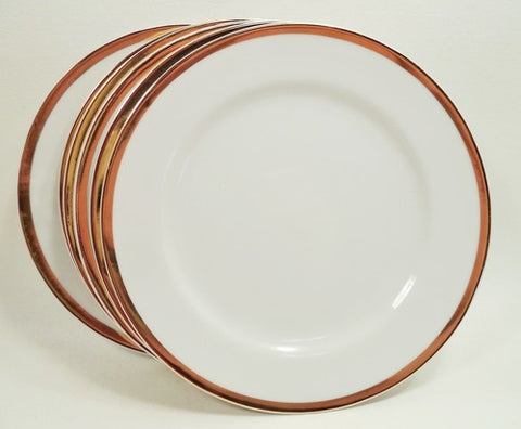 Hinox White & Gold Round Shape Flat Dinner Plate U-8  | Hinox In Lebanon