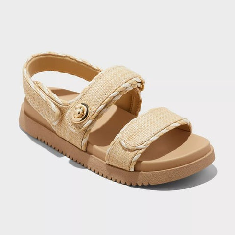A New Day Women's Tan Tilly Raffia Platform Footbed Sandals | A New Day In Lebanon