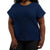 Ellen Tracy Women's Navy Glitter Stripe Short Sleeve Blouse