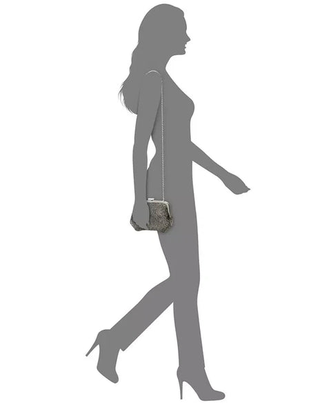 INC International Concepts Women's Black Patsy Silver Diamond Mesh Frame Clutch Hand Bag | INC In Lebanon