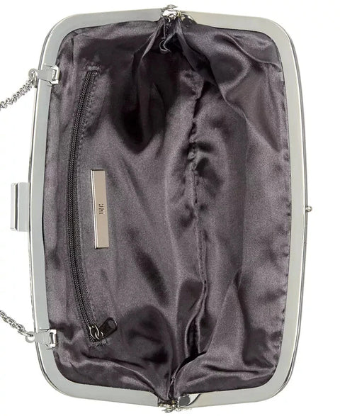 INC International Concepts Women's Black Patsy Silver Diamond Mesh Frame Clutch Hand Bag | INC In Lebanon