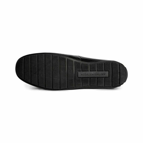 Anthony Veer Men's Black Cleveland Driver Slip-On Leather Casual Shoes | Anthony Veer In Lebanon