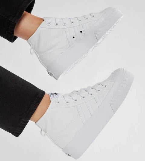 Adidas Women's White Nizza Platform Mid High Top Sneakers | Adidas In Lebanon