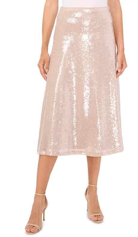 Vince Camuto Women's Gold Metallic Bias Cut A Sequinned Midi Skirt | Vince Camuto In Lebanon