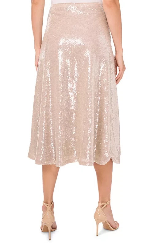 Vince Camuto Women's Gold Metallic Bias Cut A Sequinned Midi Skirt | Vince Camuto In Lebanon