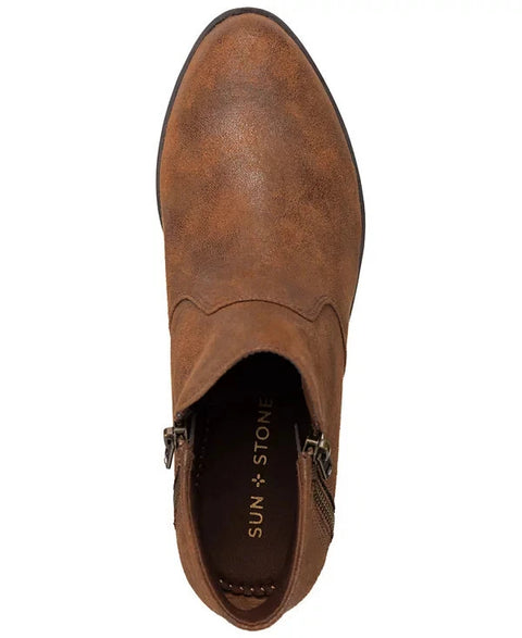 Sun + Stone Women's Brown Adelinee Double Zip Ankle Booties | Sun + Stone In Lebanon