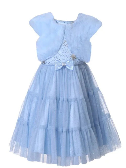 Jona Michelle Girl's Blue Sparkling Sequin Star Fanciful Dress With Vest |Jona Michelle In Lebanon