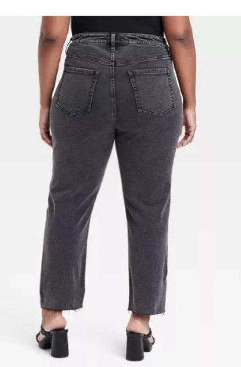 Ava & Viv Women's Charcoal High-Rise Cropped Slim Straight Jeans | Ava & Viv In Lebanon