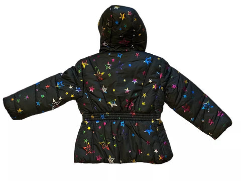S Rothschild  Girl's Black Star Foil-Print Quilted Puffer Coat  |S Rothschild In Lebanon
