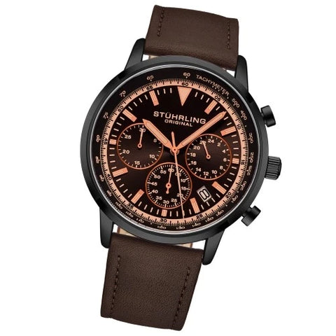 Stuhrling Men's Brown Leather Strap Chrono Genuine Watch 44mm| Stuhrling In Lebanon