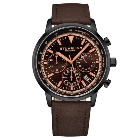 Stuhrling Men's Brown Leather Strap Chrono Genuine Watch 44mm| Stuhrling In Lebanon