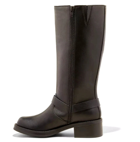 Wild Fable Women's Black Faux Leather Rebel Tall Moto Buckle Boots |Wild Fable In Lebanon
