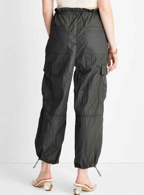 Future Collective Women's Dark Grey Utility Nylon Cargo Pants | Future Collective In Lebanon