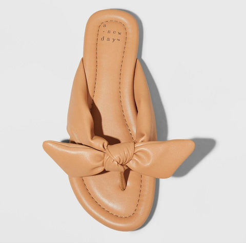 A New Day Women's Tan Adley Bow Flip Flops | A New Day In Lebanon