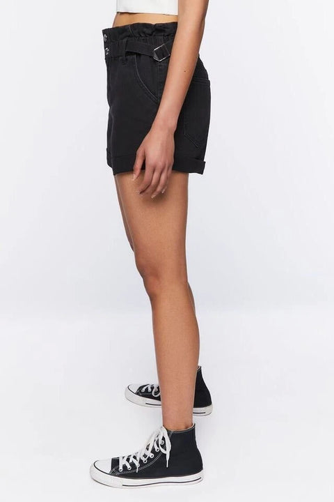 Forever 21 Women's Black Corduroy Paperbag Denim Short |Forever 21 In Lebanon