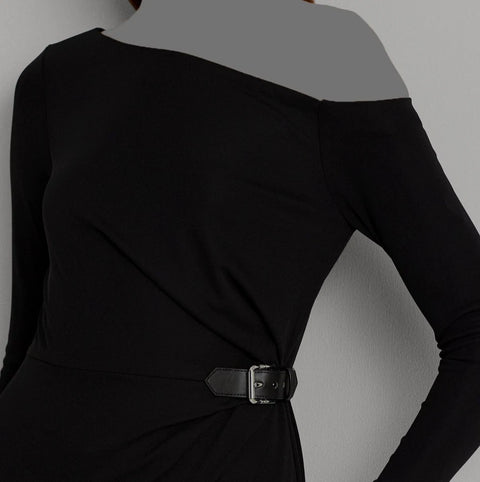 Lauren Ralph Lauren Women's Black Buckle Trim Jersey Off-The-Shoulder Dress | Lauren Ralph Lauren In Lebanon