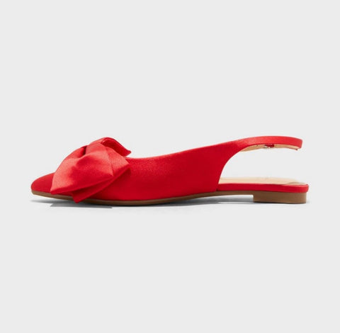 A New Day Women's Red Shelby Bow Slingback Ballet with Memory Foam Insole Flats |A New Day In Lebanon