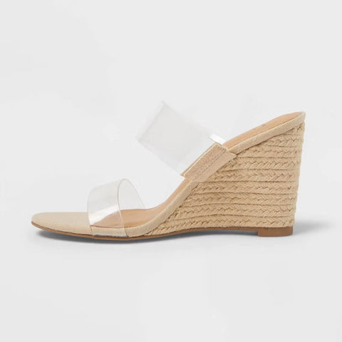 A New Day Women's Tan Ansel Double Band Open Toe Wedge Heel Sandal | A New Day In Lebanon