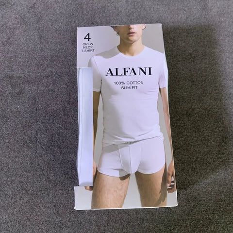 Alfani Men's White 4-Pk Crewneck Cotton Undershirts | Alfani In Lebanon