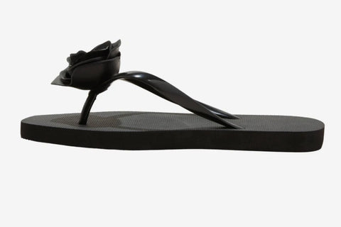 Shade & Shore Women's Black Rosie Rosette Thong Flip Flop Slipper | Shade & Shore In Lebanon