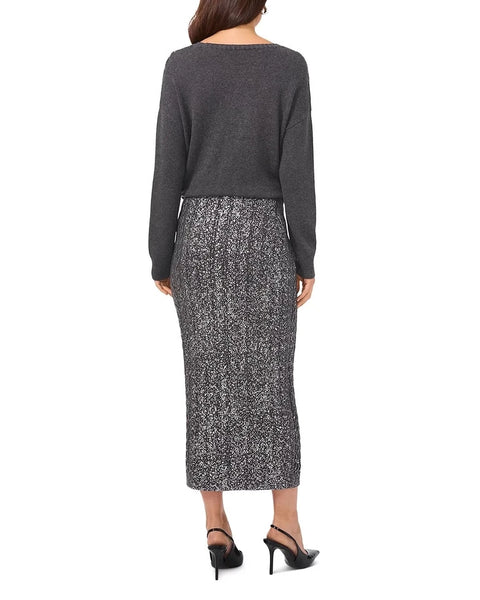 Vince Camuto Women's Grey Metallic Cable Midi Skirt |Vince Camuto In Lebanon