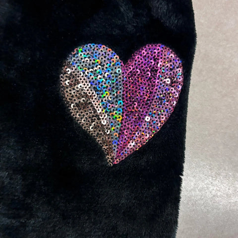 Colette Lilly Black Soft Plush Sweatpants Joggers with Sequin Heart | Colette Lilly in Lebanon