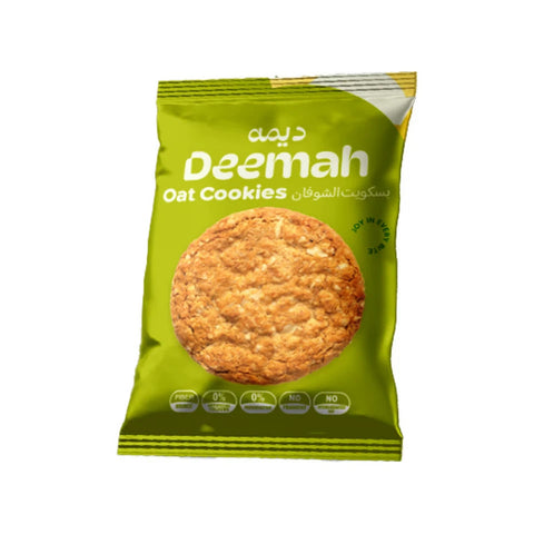 Green package of Deemah Oat Cookies on a white background