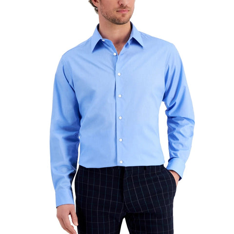 Club Room Men's Blue Regular Fit Solid Dress Shirt | Club Room In Lebanon
