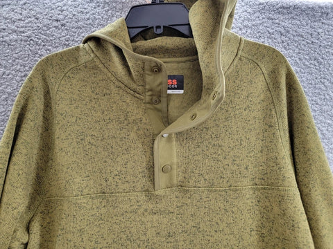 Bass Outdoor Men's Khaki Green Regular-Fit Mixed-Media 1/4-Snap Hoodie | Bass Outdoor In Lebanon