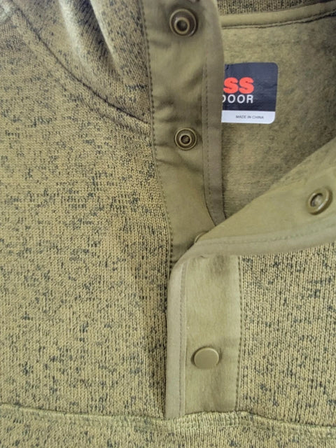 Bass Outdoor Men's Khaki Green Regular-Fit Mixed-Media 1/4-Snap Hoodie | Bass Outdoor In Lebanon