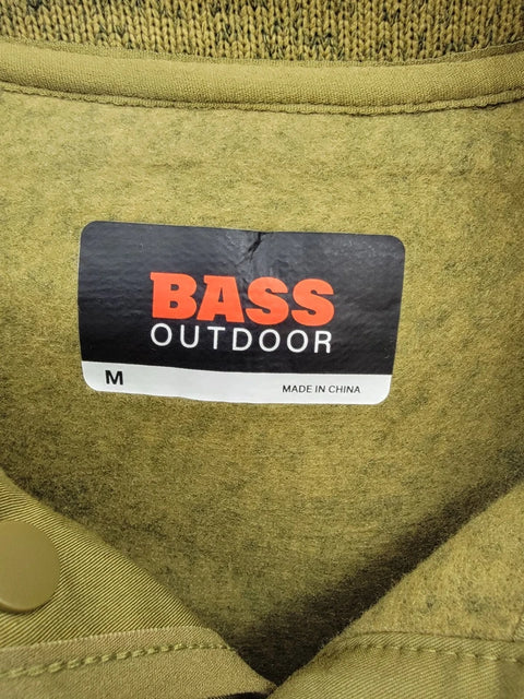 Bass Outdoor Men's Khaki Green Regular-Fit Mixed-Media 1/4-Snap Hoodie | Bass Outdoor In Lebanon