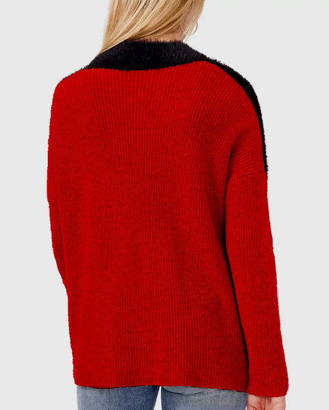 Vince Camuto Women's Black & Red Asymmetrical Colorblocked Sweater | Vince Camuto In Lebanon