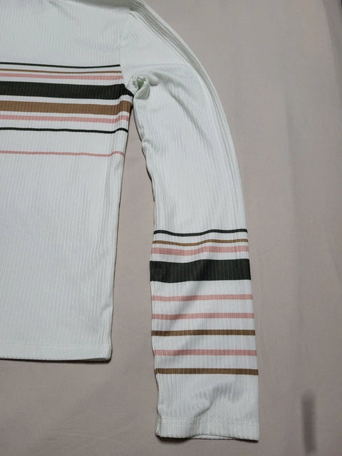 Beautees Girl's White Striped Long Sleeve Blouse | Beautees In Lebanon
