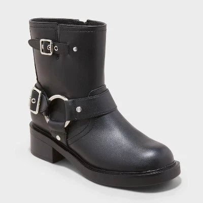 Universal Thread Women's Black Harness Buckle Cushion Ankle Boots |Universal Thread In Lebanon