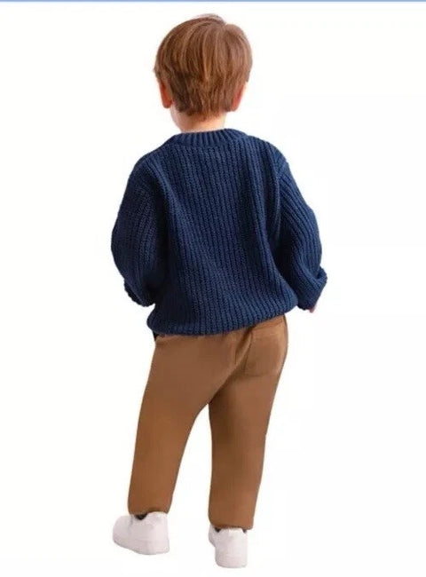 DKNY Baby Boy's Blue Chenille Sweater and Brown Pants Set |DKNY In Lebanon