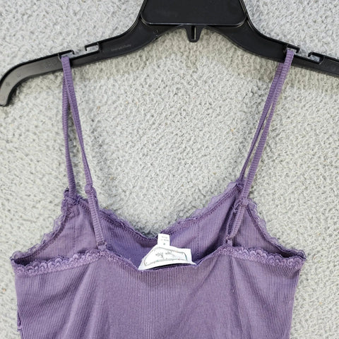 Hippie Rose Women's Purple Lace-Trim Ribbed Camisole Sleeveless Blouse | Hippie Rose In Lebanon