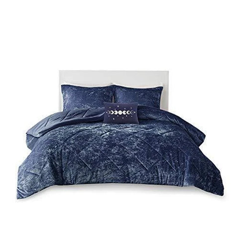 Intelligent Design Navy Velvet Comforter Set with Throw Pillow | Intelligent Design In Lebanon