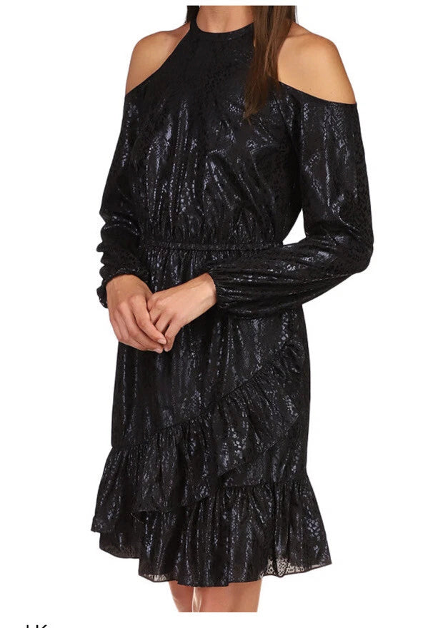 Michael Kors Women's Black Cold Shoulder Snake Print Dress | Michael Kors In Lebanon