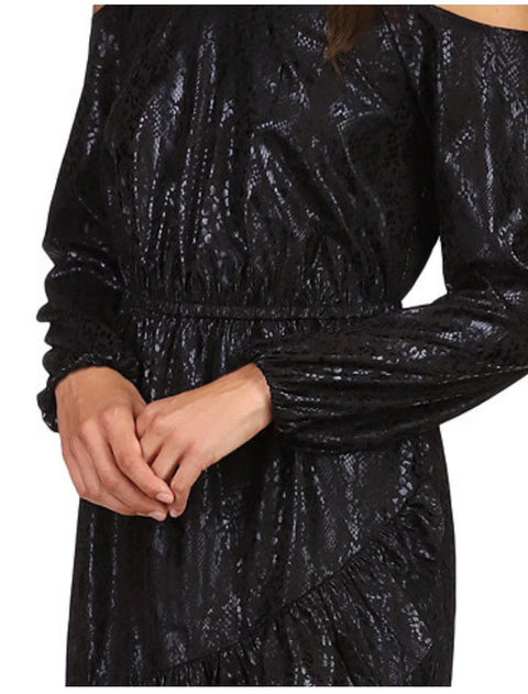 Michael Kors Women's Black Cold Shoulder Snake Print Dress | Michael Kors In Lebanon