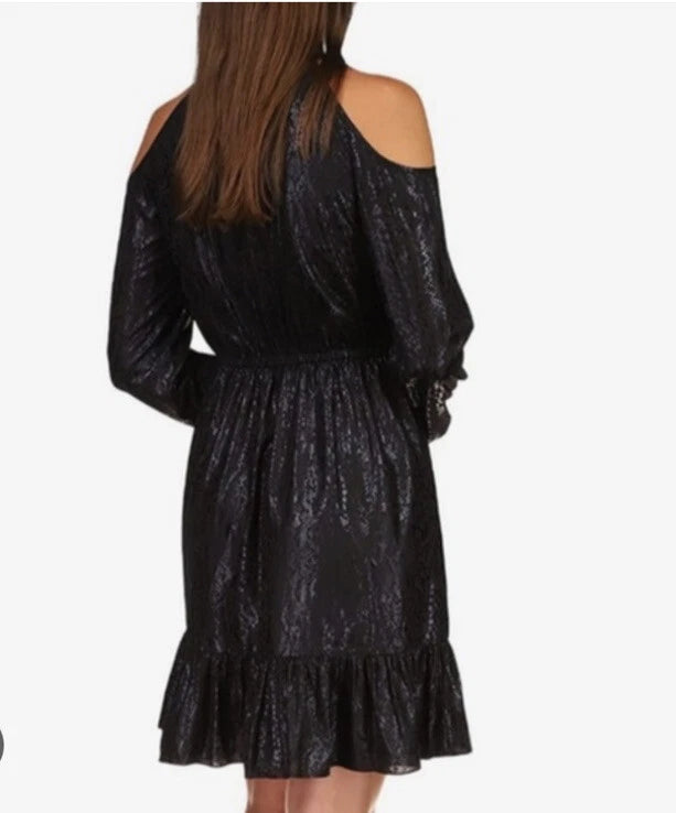 Michael Kors Women's Black Cold Shoulder Snake Print Dress | Michael Kors In Lebanon