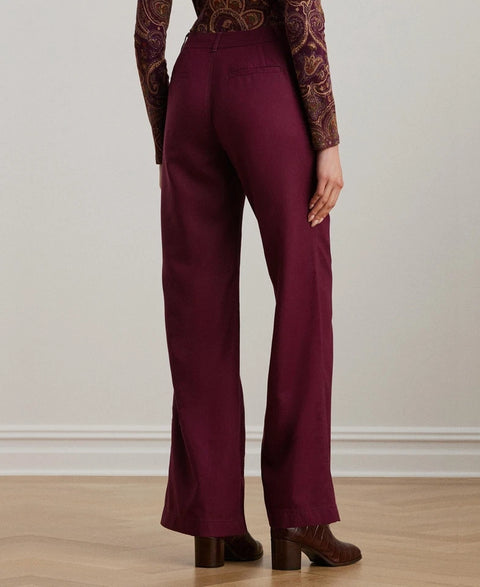 Lauren Ralph Lauren Women's Burgundy Canvas Wide-Leg Pants | Lauren Ralph Lauren In Lebanon