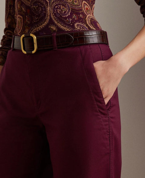 Lauren Ralph Lauren Women's Burgundy Canvas Wide-Leg Pants | Lauren Ralph Lauren In Lebanon