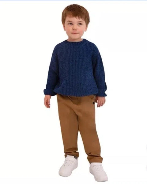 DKNY Baby Boy's Blue Chenille Sweater and Brown Pants Set |DKNY In Lebanon