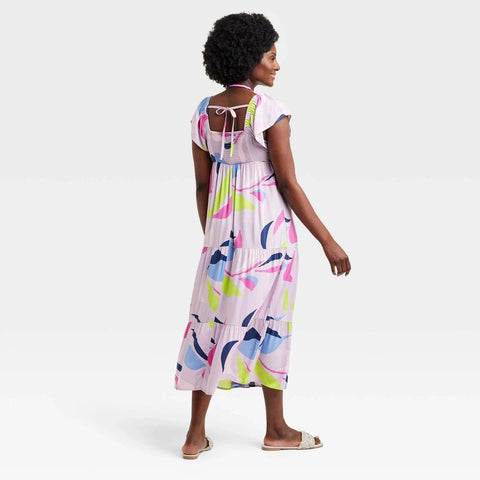 Ingrid & Isabel Women's Lavender Flutter Short Sleeve Midi Maternity Empire Waist Dress  | Ingrid & Isabel in Lebanon