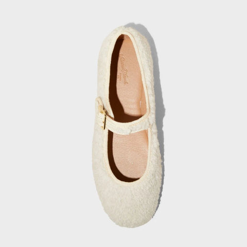 Universal Thread Women's Off White Halston Shearling Mary Jane Ballet Flats |Universal Thread In Lebanon