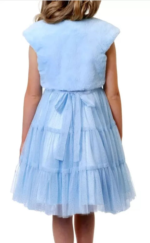 Jona Michelle Girl's Blue Sparkling Sequin Star Fanciful Dress With Vest |Jona Michelle In Lebanon