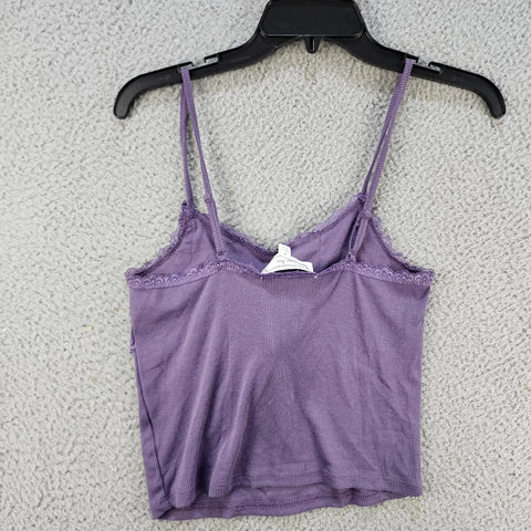 Hippie Rose Women's Purple Lace-Trim Ribbed Camisole Sleeveless Blouse | Hippie Rose In Lebanon