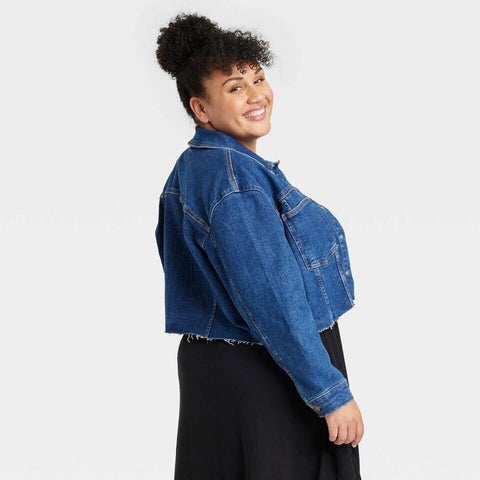 Ava & Viv Women's Navy Denim Long Sleeve Jacket|Ava & Viv In Lebanon