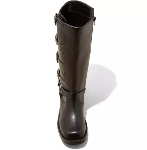 Wild Fable Women's Black Faux Leather Rebel Tall Moto Buckle Boots |Wild Fable In Lebanon